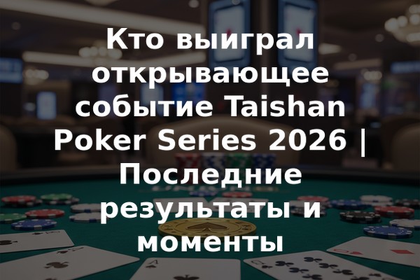 Кто выиграл открывающее событие Taishan Poker Series 2026 | Последние результаты и моменты