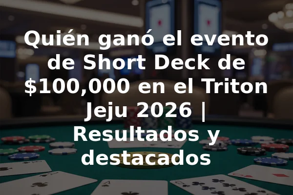 Quién ganó el evento de Short Deck de $100,000 en el Triton Jeju 2026 | Resultados y destacados