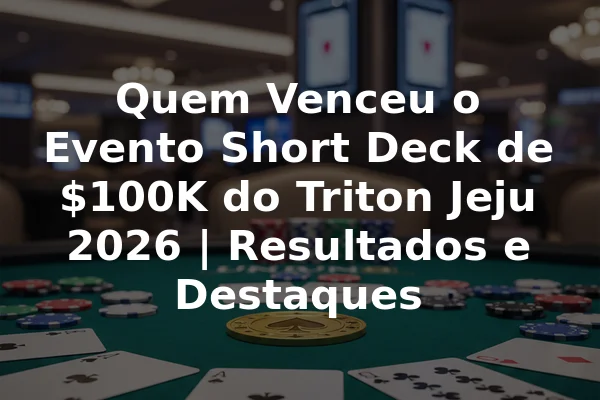 Quem Venceu o Evento Short Deck de $100K do Triton Jeju 2026 | Resultados e Destaques