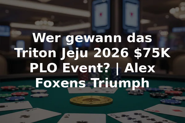 Wer gewann das Triton Jeju 2026 $75K PLO Event? | Alex Foxens Triumph