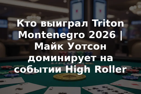 Кто выиграл Triton Montenegro 2026 | Майк Уотсон доминирует на событии High Roller