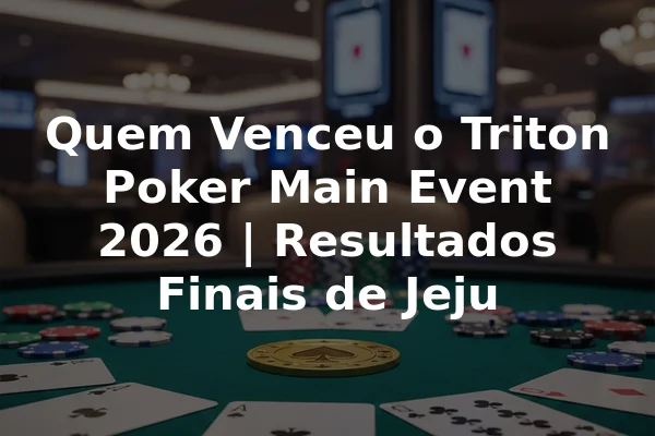 Quem Venceu o Triton Poker Main Event 2026 | Resultados Finais de Jeju