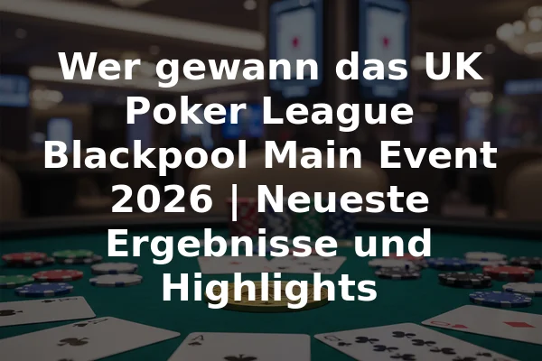Wer gewann das UK Poker League Blackpool Main Event 2026 | Neueste Ergebnisse und Highlights