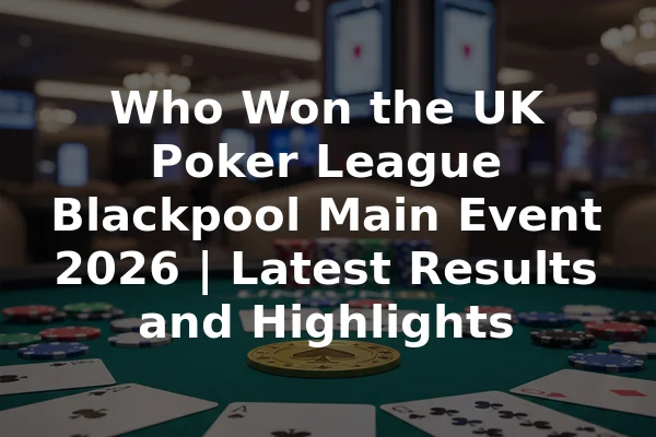 Who Won the UK Poker League Blackpool Main Event 2026 | Latest Results and Highlights