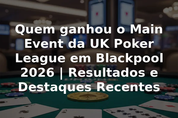 Quem ganhou o Main Event da UK Poker League em Blackpool 2026 | Resultados e Destaques Recentes