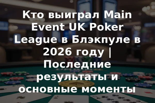 Кто выиграл Main Event UK Poker League в Блэкпуле в 2026 году | Последние результаты и основные моменты
