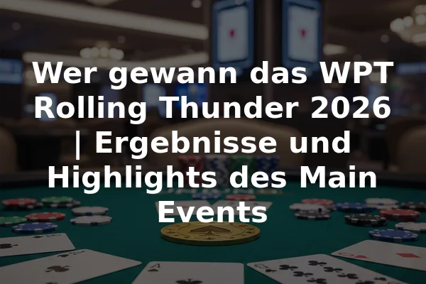Wer gewann das WPT Rolling Thunder 2026 | Ergebnisse und Highlights des Main Events