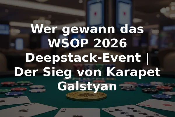 Wer gewann das WSOP 2026 Deepstack-Event | Der Sieg von Karapet Galstyan