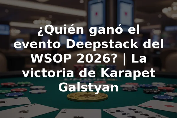 ¿Quién ganó el evento Deepstack del WSOP 2026? | La victoria de Karapet Galstyan