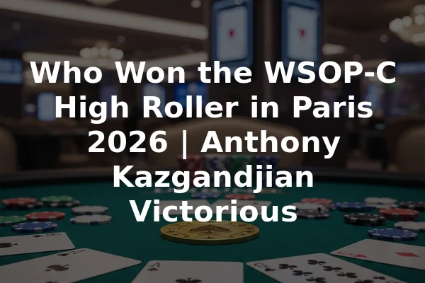Who Won the WSOP-C High Roller in Paris 2026 | Anthony Kazgandjian Victorious