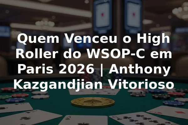 Quem Venceu o High Roller do WSOP-C em Paris 2026 | Anthony Kazgandjian Vitorioso