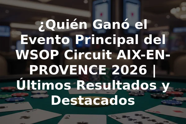 ¿Quién Ganó el Evento Principal del WSOP Circuit AIX-EN-PROVENCE 2026 | Últimos Resultados y Destacados