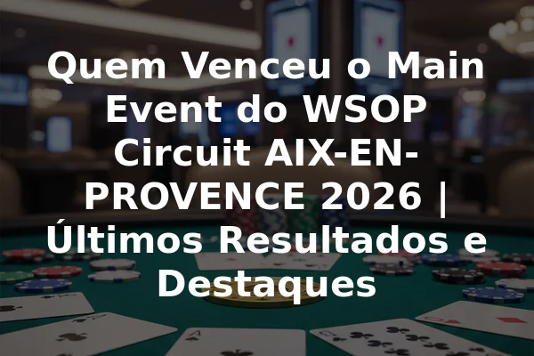 Quem Venceu o Main Event do WSOP Circuit AIX-EN-PROVENCE 2026 | Últimos Resultados e Destaques