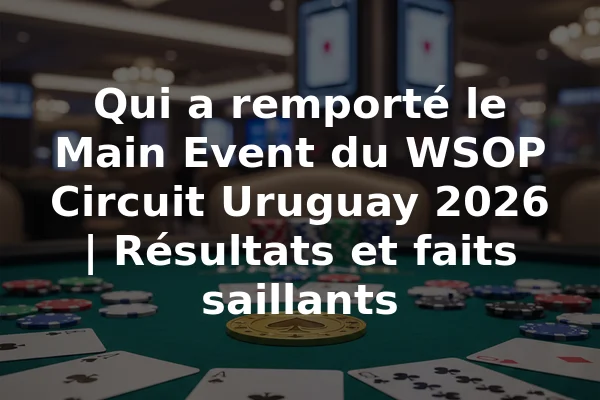 Qui a remporté le Main Event du WSOP Circuit Uruguay 2026 | Résultats et faits saillants