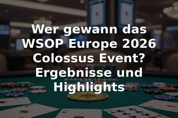 Wer gewann das WSOP Europe 2026 Colossus Event? Ergebnisse und Highlights