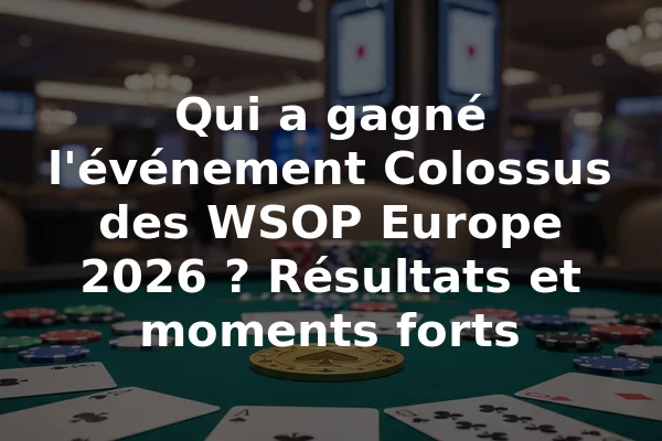 Qui a gagné l'événement Colossus des WSOP Europe 2026 ? Résultats et moments forts