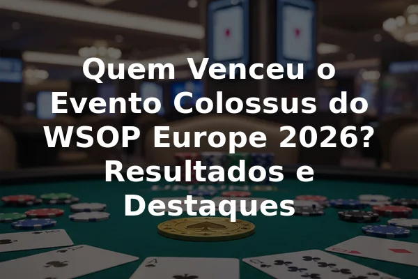 Quem Venceu o Evento Colossus do WSOP Europe 2026? Resultados e Destaques