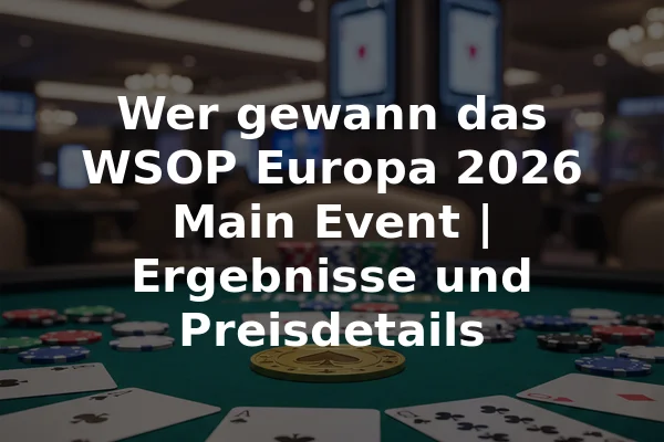 Wer gewann das WSOP Europa 2026 Main Event | Ergebnisse und Preisdetails