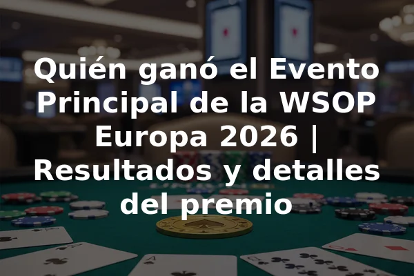 Quién ganó el Evento Principal de la WSOP Europa 2026 | Resultados y detalles del premio