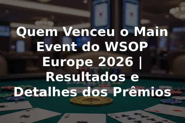 Quem Venceu o Main Event do WSOP Europe 2026 | Resultados e Detalhes dos Prêmios