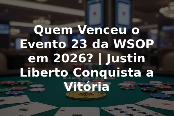 Quem Venceu o Evento 23 da WSOP em 2026? | Justin Liberto Conquista a Vitória