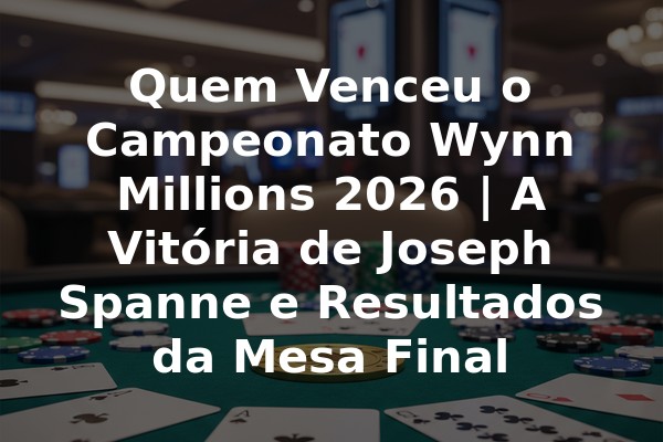 Quem Venceu o Campeonato Wynn Millions 2026 | A Vitória de Joseph Spanne e Resultados da Mesa Final
