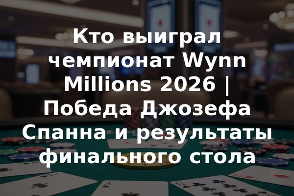 Кто выиграл чемпионат Wynn Millions 2026 | Победа Джозефа Спанна и результаты финального стола