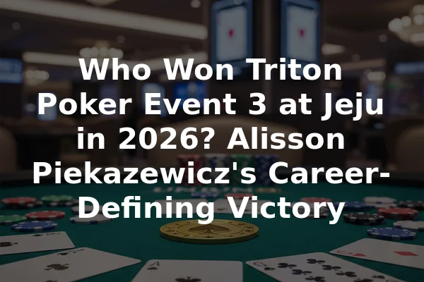 Who Won Triton Poker Event 3 at Jeju in 2026? Alisson Piekazewicz's Career-Defining Victory