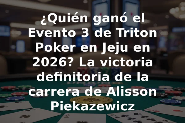 ¿Quién ganó el Evento 3 de Triton Poker en Jeju en 2026? La victoria definitoria de la carrera de Alisson Piekazewicz