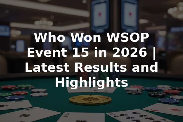 Who Won WSOP Event 15 in 2026 | Latest Results and Highlights