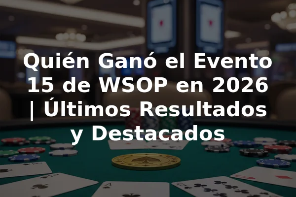 Quién Ganó el Evento 15 de WSOP en 2026 | Últimos Resultados y Destacados