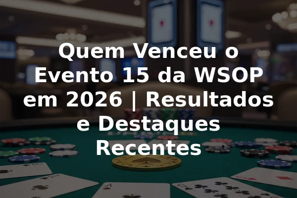 Quem Venceu o Evento 15 da WSOP em 2026 | Resultados e Destaques Recentes