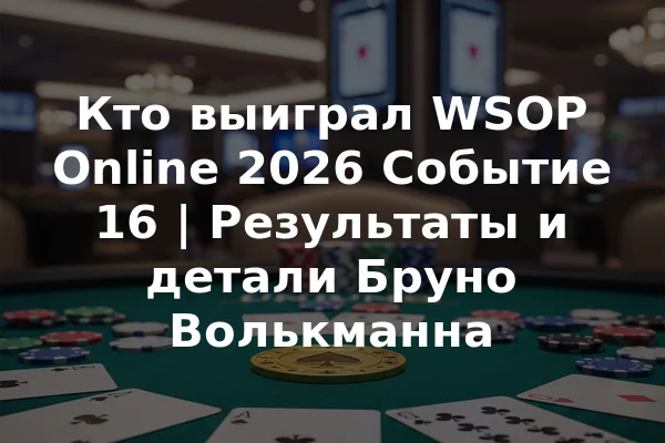 Кто выиграл WSOP Online 2026 Событие 16 | Результаты и детали Бруно Волькманна