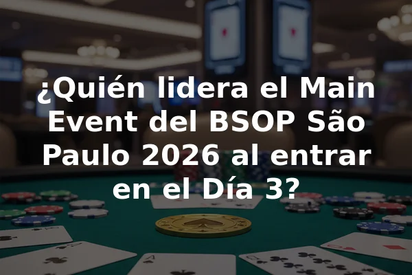 ¿Quién lidera el Main Event del BSOP São Paulo 2026 al entrar en el Día 3?