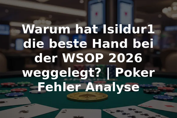 Warum hat Isildur1 die beste Hand bei der WSOP 2026 weggelegt? | Poker Fehler Analyse
