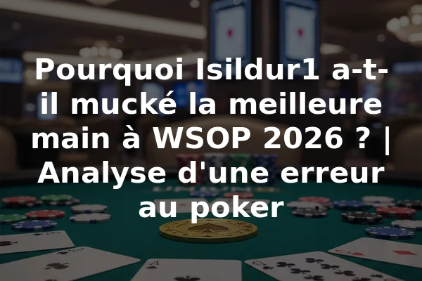 Pourquoi Isildur1 a-t-il mucké la meilleure main à WSOP 2026 ? | Analyse d'une erreur au poker