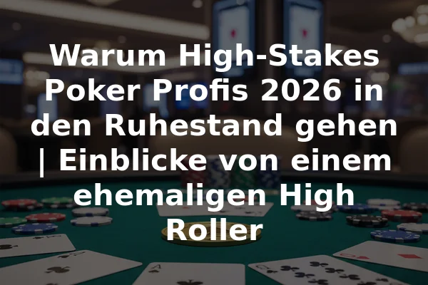 Warum High-Stakes Poker Profis 2026 in den Ruhestand gehen | Einblicke von einem ehemaligen High Roller