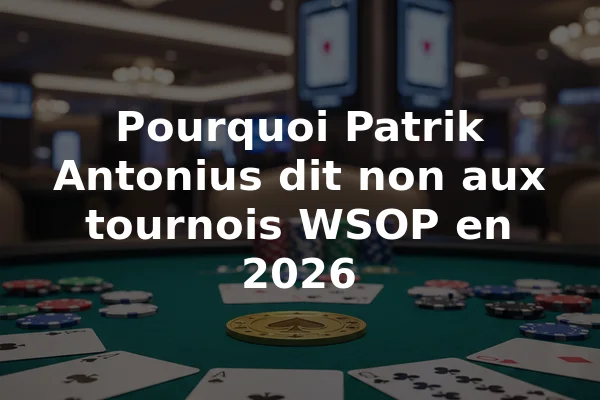 Pourquoi Patrik Antonius dit non aux tournois WSOP en 2026