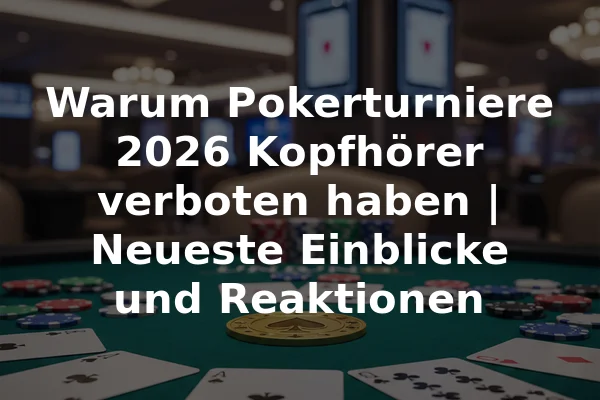 Warum Pokerturniere 2026 Kopfhörer verboten haben | Neueste Einblicke und Reaktionen