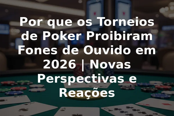 Por que os Torneios de Poker Proibiram Fones de Ouvido em 2026 | Novas Perspectivas e Reações