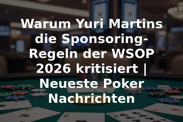 Warum Yuri Martins die Sponsoring-Regeln der WSOP 2026 kritisiert | Neueste Poker Nachrichten