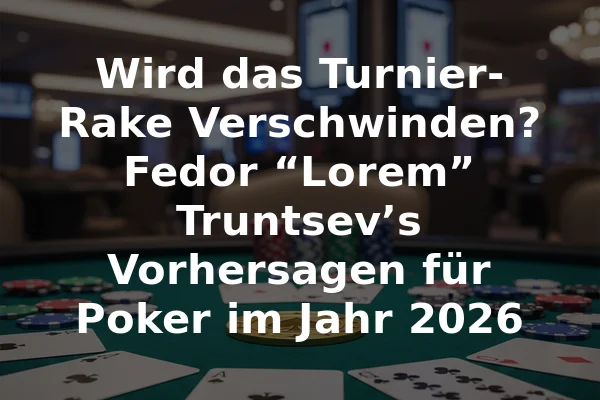 Wird das Turnier-Rake Verschwinden? Fedor “Lorem” Truntsev’s Vorhersagen für Poker im Jahr 2026