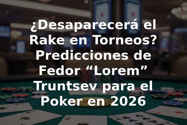 ¿Desaparecerá el Rake en Torneos? Predicciones de Fedor “Lorem” Truntsev para el Poker en 2026