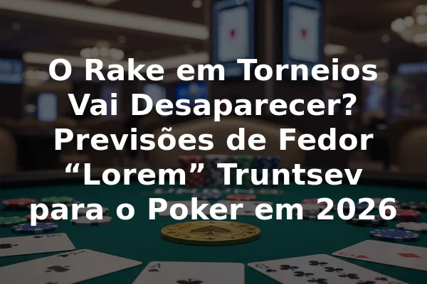 O Rake em Torneios Vai Desaparecer? Previsões de Fedor “Lorem” Truntsev para o Poker em 2026