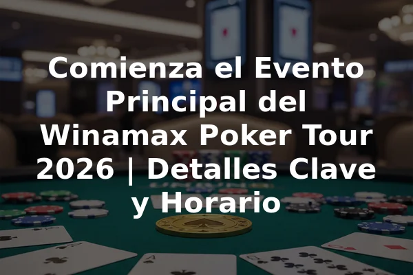 Comienza el Evento Principal del Winamax Poker Tour 2026 | Detalles Clave y Horario