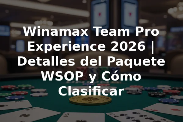 Winamax Team Pro Experience 2026 | Detalles del Paquete WSOP y Cómo Clasificar