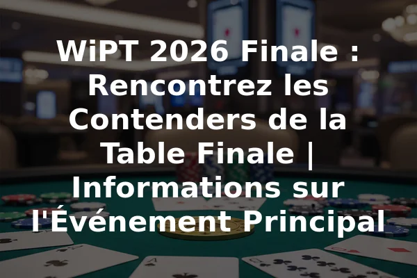 WiPT 2026 Finale : Rencontrez les Contenders de la Table Finale | Informations sur l'Événement Principal