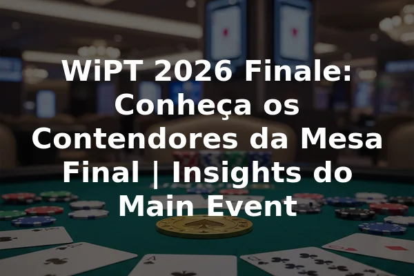 WiPT 2026 Finale: Conheça os Contendores da Mesa Final | Insights do Main Event