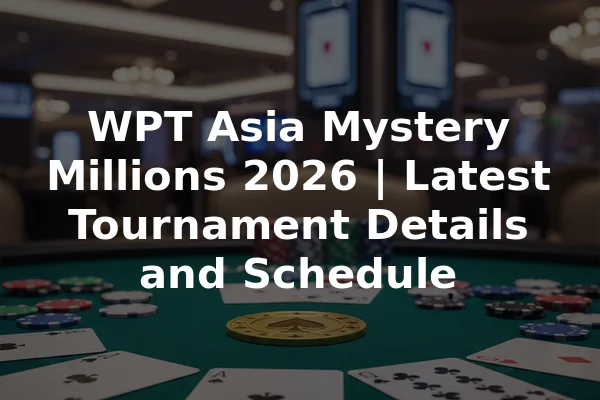 WPT Asia Mystery Millions 2026 | Latest Tournament Details and Schedule