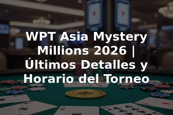 WPT Asia Mystery Millions 2026 | Últimos Detalles y Horario del Torneo